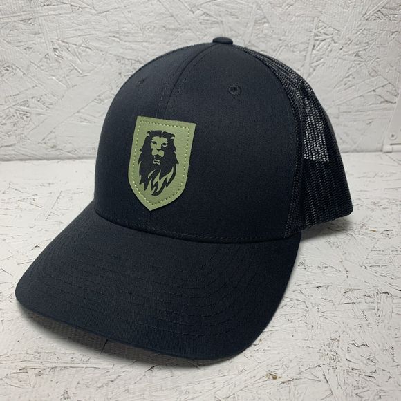 Lion Emblem Hat Black Mesh Snap Back Adjustable Baseball Cap - Picture 1 of 9